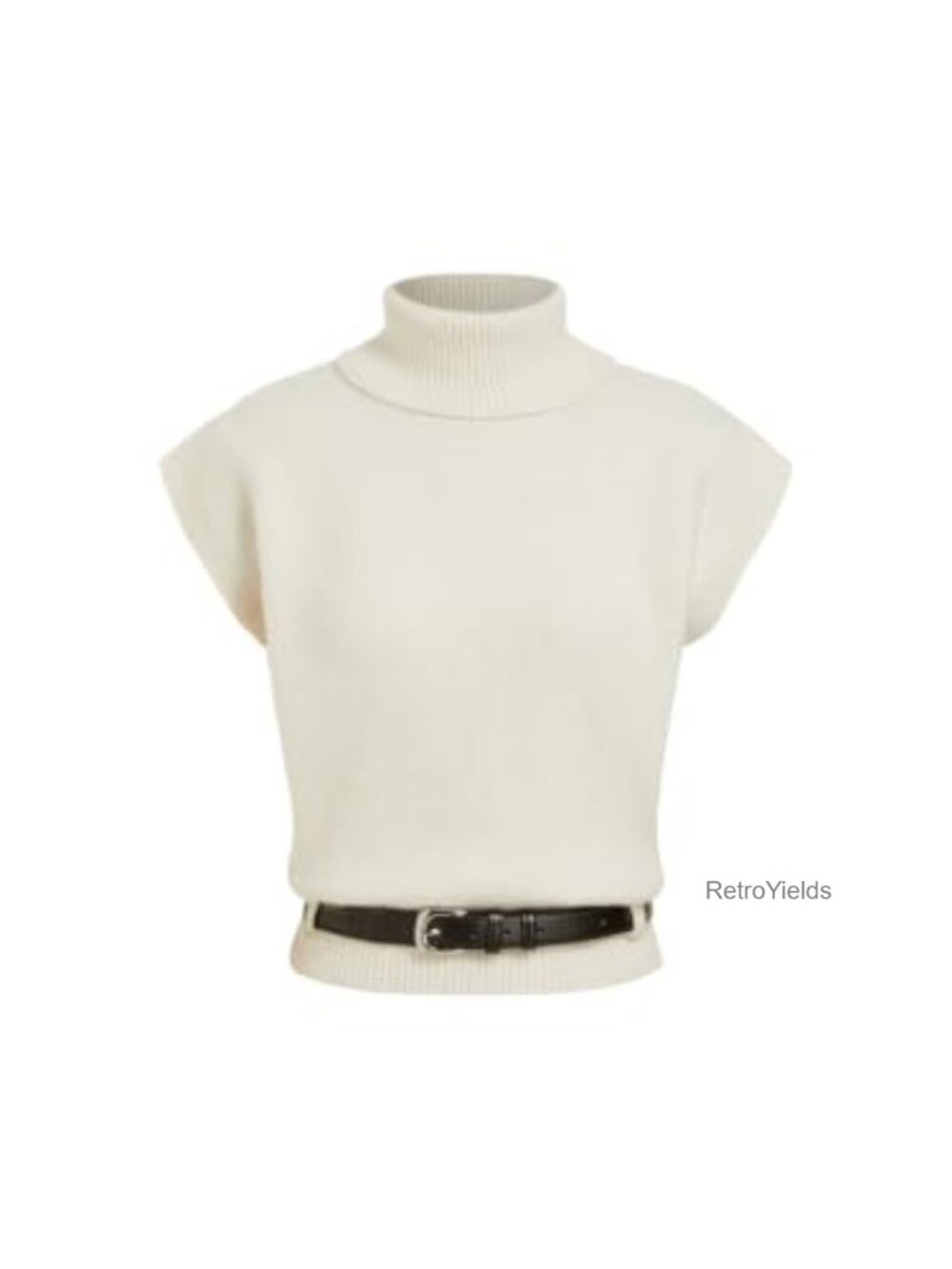 Fuzzy Turtleneck Sweater Vest Sleeveless Knit Pullover Top